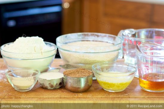 Gather all the ingredients to make this best whole wheat sandwich bread.