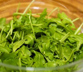 Arugula Salad Warm Goat Cheese with Black Olive Vinaigrette