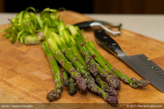 Prepare the asparagus first.