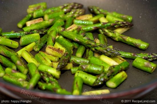 Cook until the asparagus is browned and almost tender, 4 to 5 minutes, stirring once.