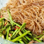 Add all the cooked mushrooms and vegetables to the pan and toss with noodles. 