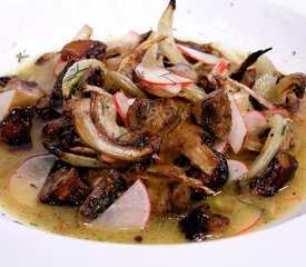 Roasted Mushroom and Fennel Salad with Radishes and Citrus Dressing