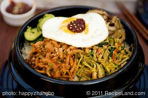 Bibimbap (Korean Seasoned Vegetables and Rice with Spicy Sauce)