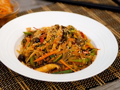 Spicy Korean Noodles with Wild Mushrooms