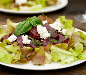 Glazed Roasted Beets, Basil and Goat Cheese Salad