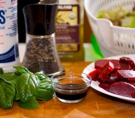 Glazed Roasted Beets, Basil and Goat Cheese Salad