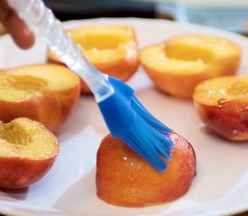 Grilled Peaches with Baby Greens, Goat Cheese and Balsamic Glaze