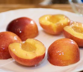 Grilled Peaches with Baby Greens, Goat Cheese and Balsamic Glaze