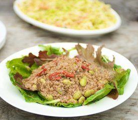 Quinoa Salad with Soy Bean, Roasted Pepper and Nuts