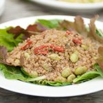 Quinoa Salad with Soy Bean, Roasted Pepper and Nuts