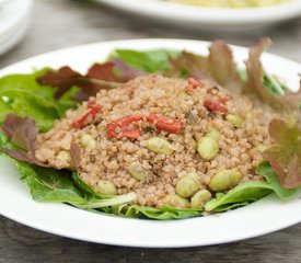 Quinoa Salad with Soy Bean, Roasted Pepper and Nuts