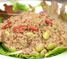 Quinoa Salad with Soy Bean, Roasted Pepper and Nuts