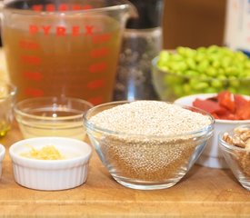 Quinoa Salad with Soy Bean, Roasted Pepper and Nuts