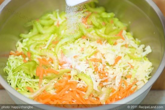 Sprinkle salt over the slaw.