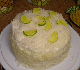 Coconut Cream Cake with Lemon and Lime Filling