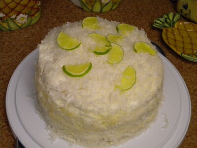 Coconut Cream Cake with Lemon and Lime Filling