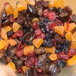 Mix well all the dried fruits together in a bowl.
