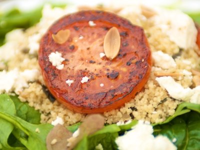 Fried Tomatoes with Mint Couscous