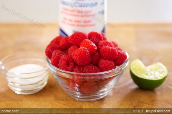 Simple ingredients, raspberries, sugar, lime juice, salt