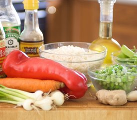 Chinese Fried Rice with Bell Pepper, Peas and Carrots