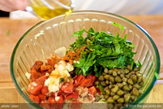 Add stuffing ingredients to a small bowl