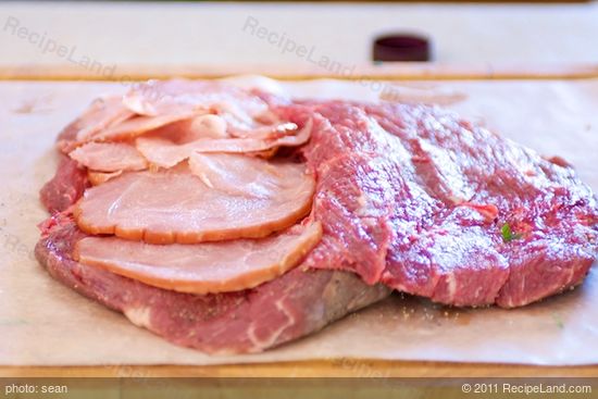 Layer the inside with sliced ham