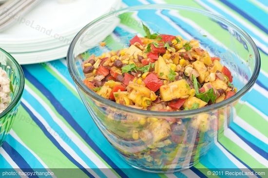 Place into a bowl, and set on a picnic table. 