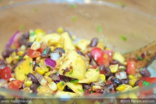 Stir all these yummy ingredients together until well mixed and coated.