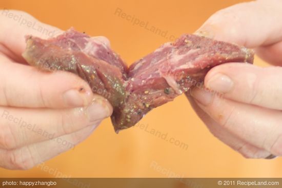 Then Cut each cube almost but not through the center, leaving about 1/2 inch. This helps the marinade penetrate inside each cube 