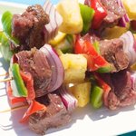 A close-up to show how juicy the beef cubes, pineapple chunks and vegetables are!