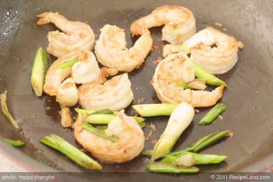 Add another tablespoon of oil to the pan. Add the scallions and stir fry for 30 seconds.
