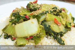 Sichuan Stir-Fried Bok Choy with Red Chilis 