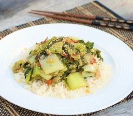 Sichuan Stir-Fried Bok Choy with Red Chilis 