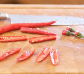 Sichuan Stir-Fried Bok Choy with Red Chilis 