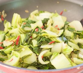 Sichuan Stir-Fried Bok Choy with Red Chilis 