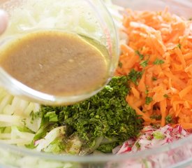 Kohlrabi, Carrot and Radish Slaw with Toasted Cumin Vinaigrette