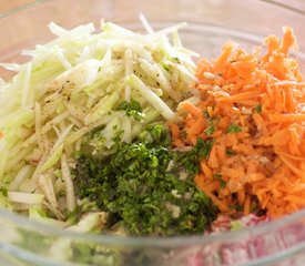 Kohlrabi, Carrot and Radish Slaw with Toasted Cumin Vinaigrette