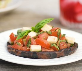 Grilled Portobello Mushrooms with Bruschetta and Mozzarella 