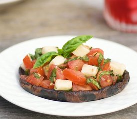 Grilled Portobello Mushrooms with Bruschetta and Mozzarella 