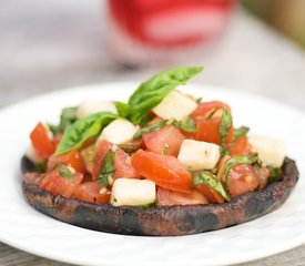 Grilled Portobello Mushrooms with Bruschetta and Mozzarella 