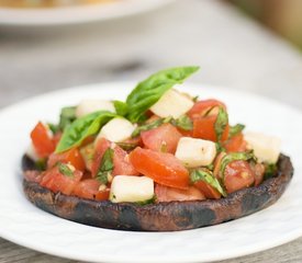 Grilled Portobello Mushrooms with Bruschetta and Mozzarella 