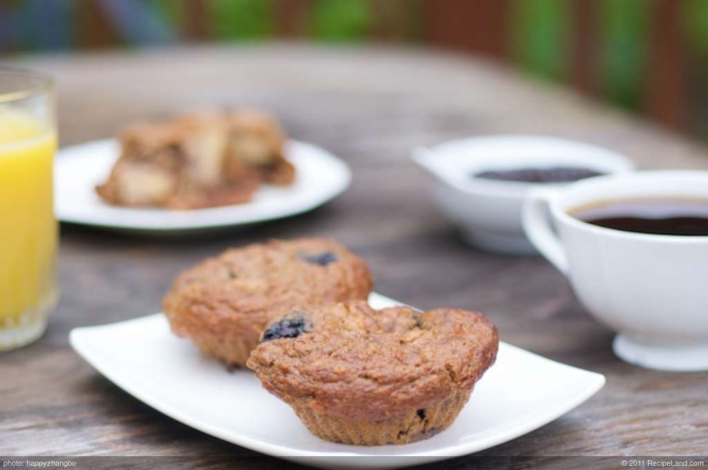 Blueberry, Banana and Apple Oatmeal Muffins recipe