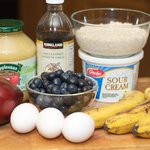 Here are all the wet ingredients you need including the soaked oats in the milk.