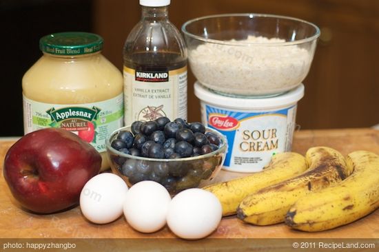 Here are all the wet ingredients you need including the soaked oats in the milk.