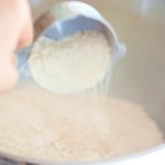 In a large mixing bowl with an electric mixer, add the whole wheat flour, gluten flour, salt...