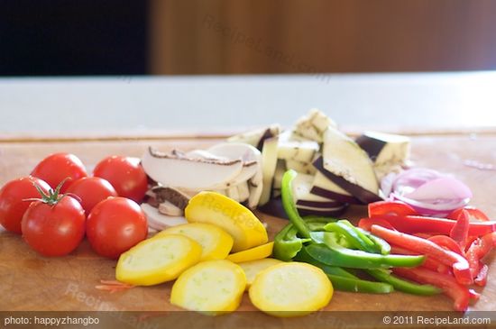 Chop all the vegetables into grill-able size.