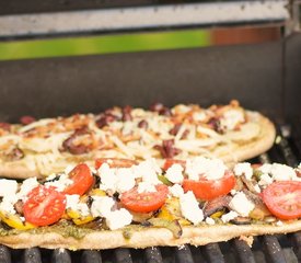 Grilled Summer Vegetable Pizza with Basil Pesto and Feta