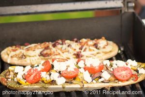 Grilled Summer Vegetable Pizza with Basil Pesto and Feta recipe