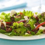 Mixed Green Salad with Honey Pecans, Goat Cheese and Balsamic Vinaigrette