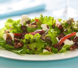 Mixed Green Salad with Honey Pecans, Goat Cheese and Balsamic Vinaigrette